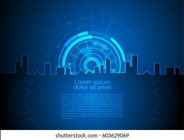 Diseño del concepto de la ciudad de la tecnología vectorial