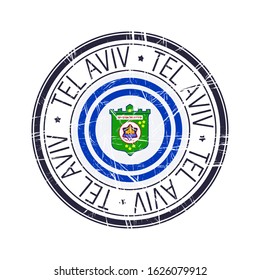 City of Tel Aviv, Israel postal rubber stamp, vector object over white background