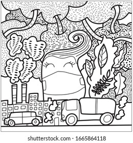 In the city, there are cars, buildings, factories, releasing dust. Pm2.5 pollution. Monsters have to endure pollution. Must Wear a Pm2.5 Protective Mask