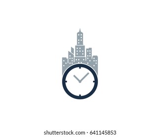 City Time Icon Logo Design Element