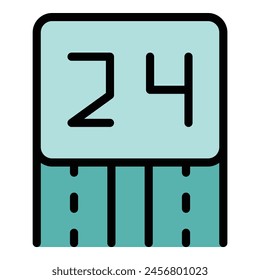 City time zone icon outline vector. Clock map. Capital travel color flat