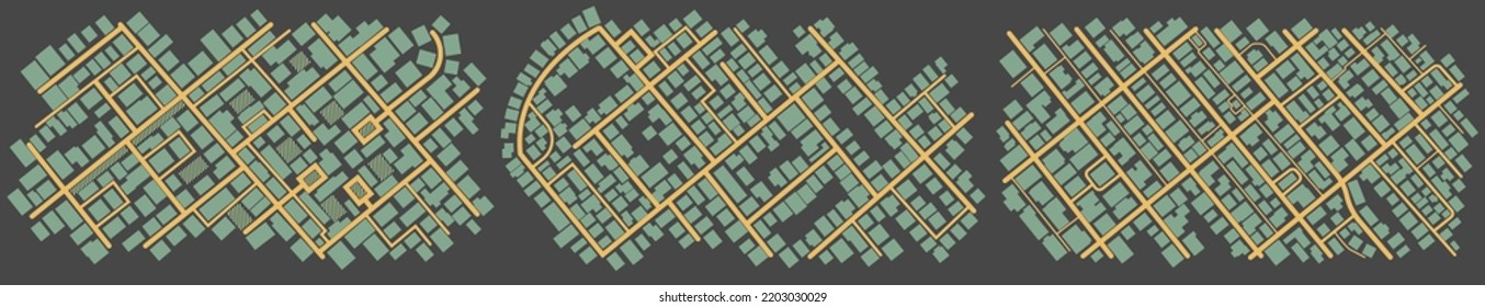 City top view. View from above the map buildings. Map navigation to own house. Top view. Abstract background. Cute simple design. Vector illustration isolated on white.