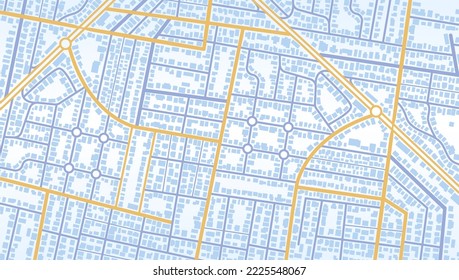 Vista superior de la ciudad. Vista desde arriba de los edificios del mapa. Gps mapea la navegación a casa propia. Vista detallada de la ciudad. Mapa turístico gráfico decorativo. Resumen de los antecedentes del transporte. Vector, ilustración.