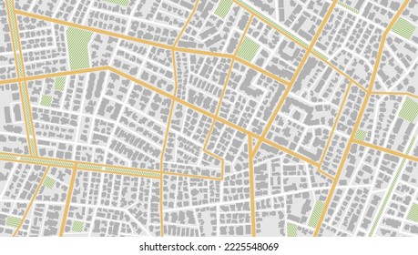 City top view. View from above the map buildings. Gps map navigation to own house. Detailed view of city. Decorative graphic tourist map. Abstract transportation background. Vector, illustration.