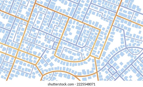 Vista superior de la ciudad. Vista desde arriba de los edificios del mapa. Gps mapea la navegación a casa propia. Vista detallada de la ciudad. Mapa turístico gráfico decorativo. Resumen de los antecedentes del transporte. Vector, ilustración.