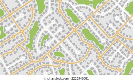 City top view. View from above the map buildings. Gps map navigation to own house. Detailed view of city. Decorative graphic tourist map. Abstract transportation background. Vector, illustration.