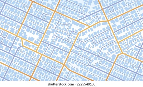 City top view. View from above the map buildings. Gps map navigation to own house. Detailed view of city. Decorative graphic tourist map. Abstract transportation background. Vector, illustration.