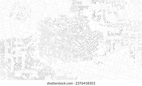 Vista superior de la ciudad. Vista desde arriba de los edificios del mapa. Vista desde arriba de los edificios del mapa. Vista detallada de la ciudad. Mapa turístico gráfico decorativo. Resumen de los antecedentes del transporte. Vector, ilustración.