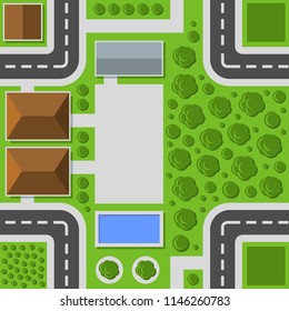 City Top View. Town Map Seamless Pattern. Vector