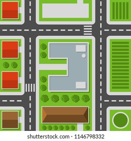 City Top View. Town Map Seamless Pattern. Vector