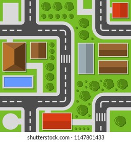 City Top View. Town Map Seamless Pattern. Vector