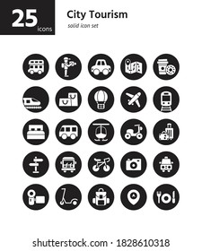 City Tourism feste Symbol gesetzt. Vektorgrafik und Illustration.