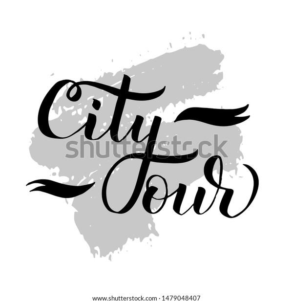 City\
Tours logo for travel company or agency. Travel vector illustration\
on textured background. Free walking city tours or bus tours.\
Emblem design, hand drawn calligraphic lettering.\
