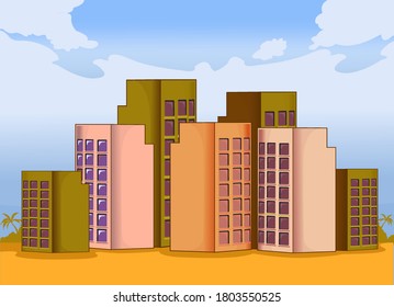 Vector de dibujo manual de diseño plano de la ciudad
