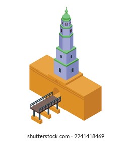 City tower icon isometric vector. Serbia travel. National country