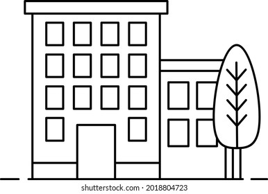 City Tower Vector Icon Design, urban and suburban house Symbol, Real Estate and Property Sign, Apartment and Mortgage Stock illustration, residential and commercial building with tree Concept 