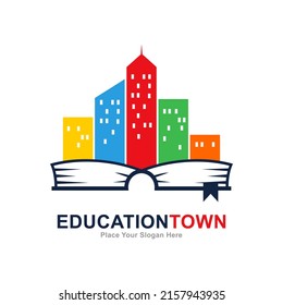 City or town with book logo vector design. Suitable for business, education and property