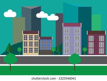 city town building