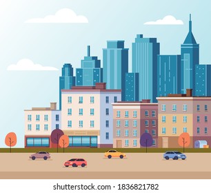City town building skyscraper concept vector flat graphic design flat illustration