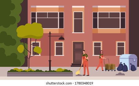Städtereinigungskonzept. Vektorgrafik-Design-Illustration