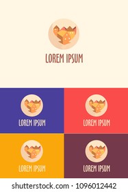 City town house and hands cute vector logo illustration