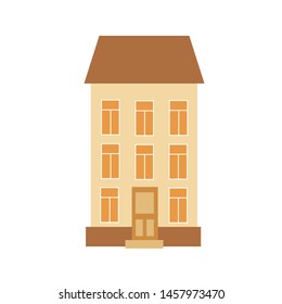 City town house vector facade face side street view city modern world house building cartoon architecture illustration. Cottage residential construction cityscape houses