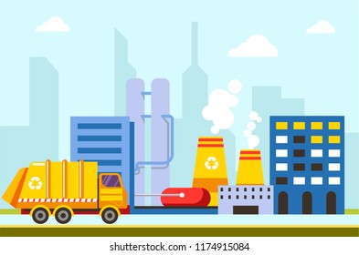 City Town Infrastructure Buildings Factories Car Stock Vector (Royalty ...