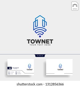 city or town network connection logo template vector illustration