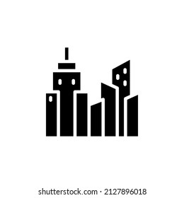 Ciudad, Ciudad, Urbanismo Sólido Concepto De Diseño De Iconos Para Web Y UI, Icono Sencillo Adecuado Para Cualquier Propósito.