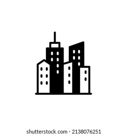 City, Town, Urban Solid Line Icon Vector Illustration Logo Template. Suitable For Many Purposes.