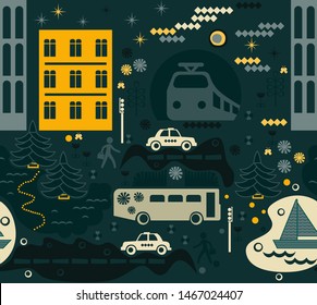 City traffic pattern seamless design graphic