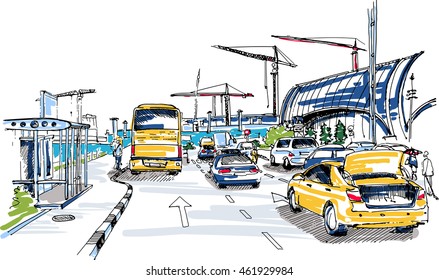 11,716 Road construction sketch Images, Stock Photos & Vectors ...