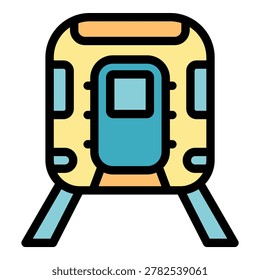 City train icon. Outline city train vector icon color flat isolated