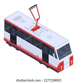 City tram car icon. Isometric of city tram car vector icon for web design isolated on white background