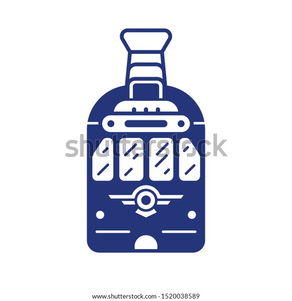 City tram icon or logo template.\
City tramline emblem in outline design. Retro tram\
silhouette.