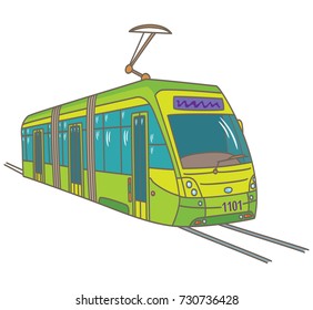 City tram on the tracks