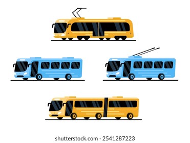 City transport. Colored vector flat illustration. White background.