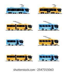 City transport. Colored vector flat illustration. White background.