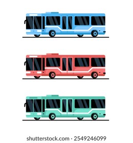 City transport. Colored vector flat illustration. White background.