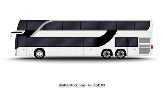 city transport. Double decker, intercity,  Futuristic. Bus side view.