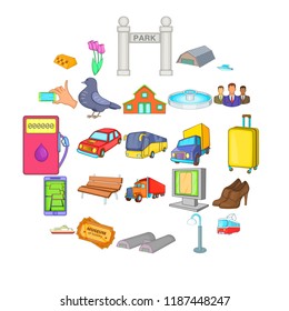 City transport icons set. Cartoon set of 25 city transport vector icons for web isolated on white background