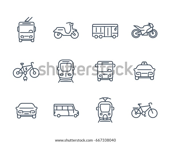 City Transport Icons Transit Van Cab Stock Vector (Royalty Free ...