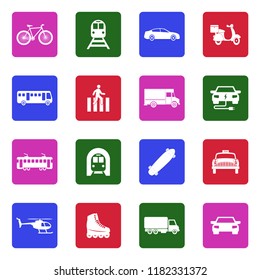 City Transport Icons. White Flat Design In Square. Vector Illustration. 