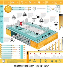 City Transport Info Graphic Abstract City Underground Airport Diagrams And Transport Icons