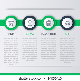 City transport, infographic elements, linear icons, vector illustration