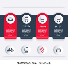 City transport, infographics elements, icons, public transportation infographics, report, presentation template, vector illustration