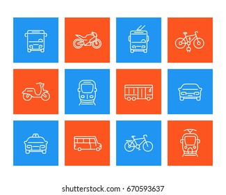 City transport linear icons