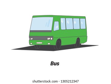 City transport to transport passengers around the city. roomy bus green vector