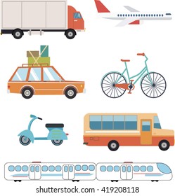 City transport. City transport set. Public transport. Personal transport