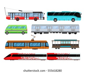 City transport set vector illustration.